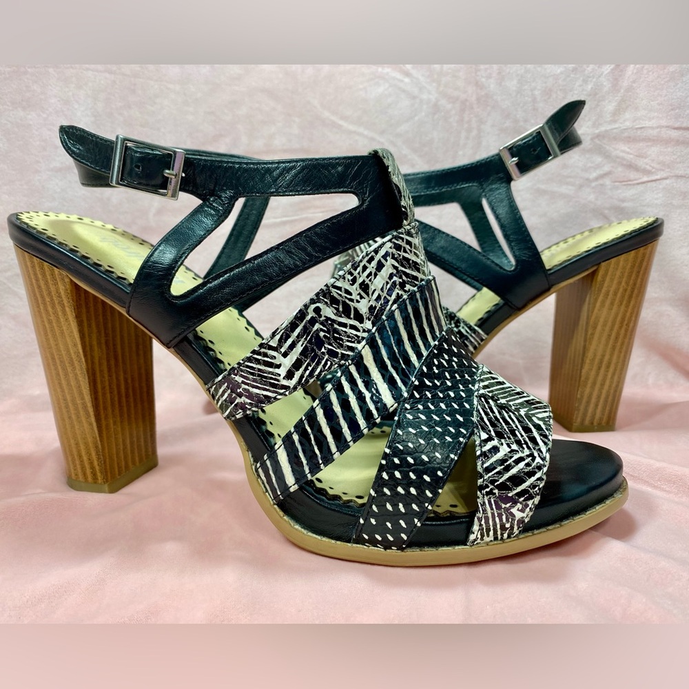 Farylrobin Black and White Animal Print Heels